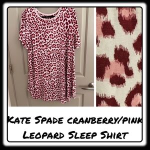 Kate Spade cranberry/pink leopard sleep shirt jersey size Medium